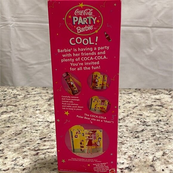 Mattel 1998 Coca-Cola Party Special Edition Barbie Doll with Polar Bear Plush - Picture 4 of 4